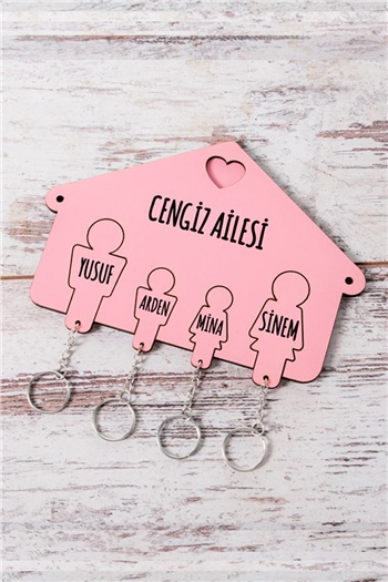 Kişiye Özel Dört Anahtarlıklı Renkli Anahtarlık Askısı