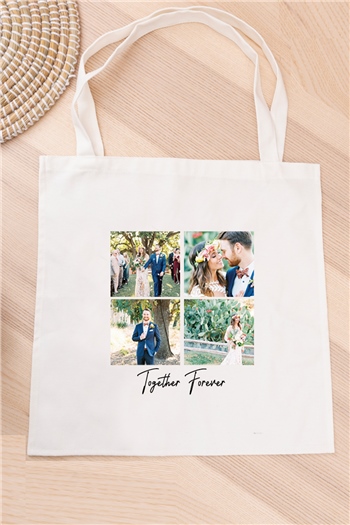 Kişiye Özel Dört Fotoğraflı Kupa Bardak Bez Çanta