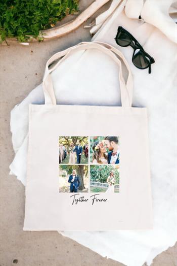 Kişiye Özel Dört Fotoğraflı Kupa Bardak Bez Çanta