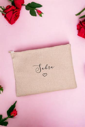 Kişiye Özel El Yazısı Tasarımlı İsimli Keten Bez El Çantası