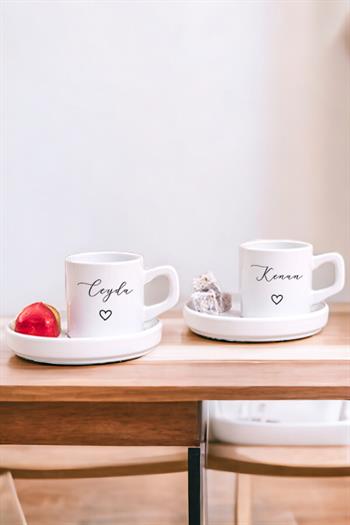 Kişiye Özel El Yazısı Tasarımlı İsimli İkili Concept Türk Kahvesi Fincanı