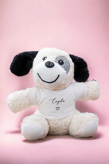 Kişiye Özel El Yazısı Tasarımlı İsimli Peluş Köpek