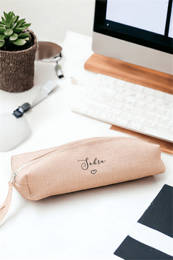 Kişiye Özel El Yazısı Tasarımlı İsimli Keten Bez Kalemlik