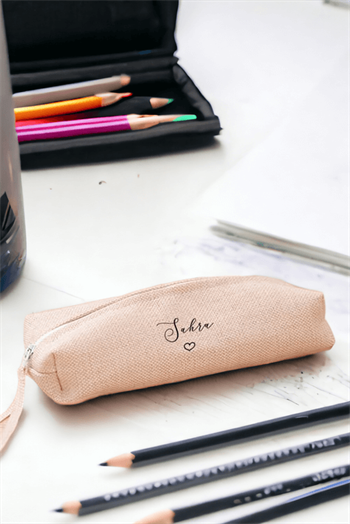 Kişiye Özel El Yazısı Tasarımlı İsimli Keten Bez Kalemlik