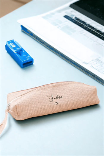 Kişiye Özel El Yazısı Tasarımlı İsimli Keten Bez Kalemlik