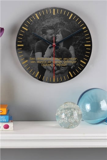Kişiye Özel Fotoğraflı Ahşap Duvar Saati