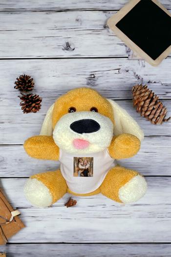 Kişiye Özel Fotoğraflı Kahverengi Peluş Köpek