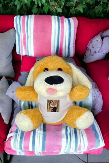 Kişiye Özel Fotoğraflı Kahverengi Peluş Köpek