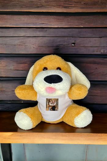 Kişiye Özel Fotoğraflı Kahverengi Peluş Köpek