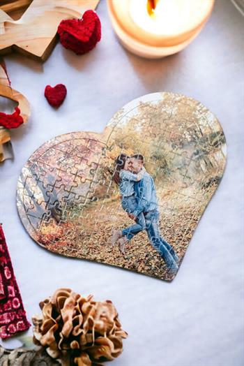 Kişiye Özel Fotoğraflı Kalp Puzzle