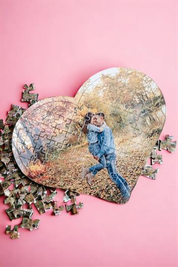 Kişiye Özel Fotoğraflı Kalp Puzzle
