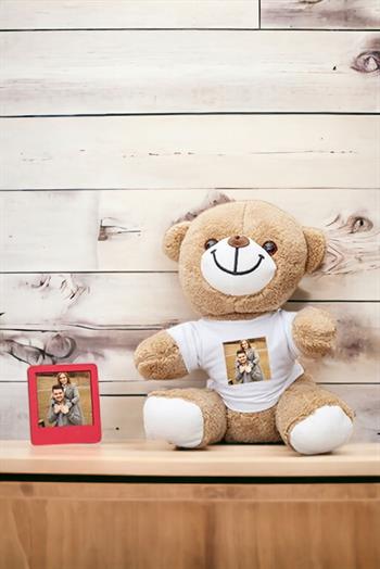 Kişiye Özel Fotoğraflı Peluş Ayı ve Mini Çerçeve