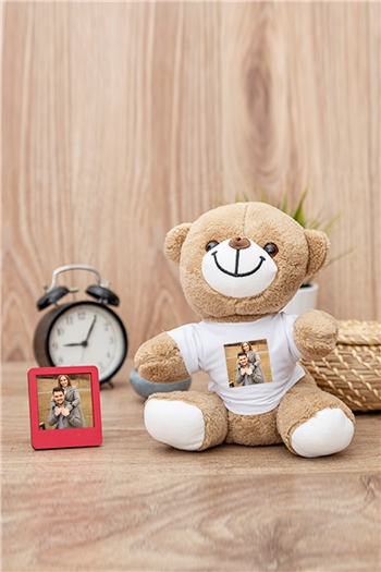 Kişiye Özel Fotoğraflı Peluş Ayı ve Mini Çerçeve