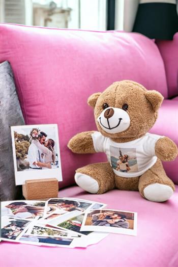 Kişiye Özel Fotoğraflı Peluş Ayı ve Polaroid Fotoğraf Seti