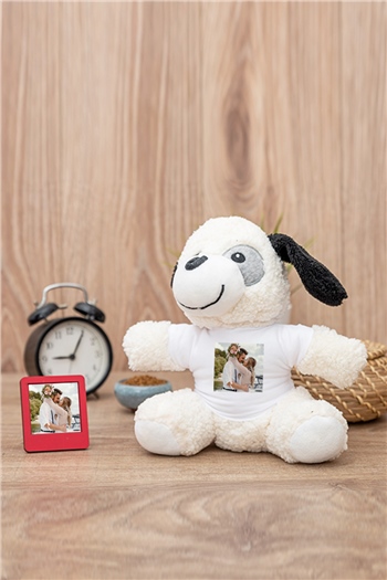 Kişiye Özel Fotoğraflı Peluş Köpek ve Mini Çerçeve