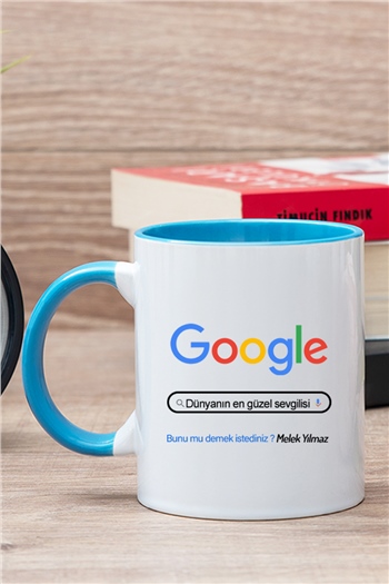 Kişiye Özel Google Tasarım Esprili İçi Renkli Kupa Bardak