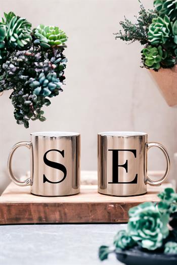 Kişiye Özel Harfli İkili Gold - Silver Kupa Bardak