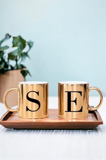 Kişiye Özel Harfli İkili Gold - Silver Kupa Bardak