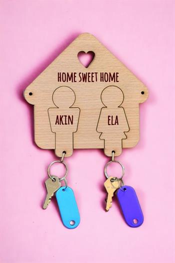 Kişiye Özel İki Anahtarlıklı Anahtarlık Askısı