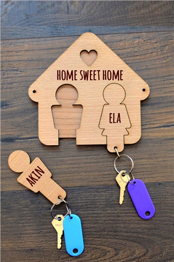 Kişiye Özel İki Anahtarlıklı Anahtarlık Askısı