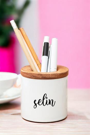 Kişiye Özel İsim Yazılı Ahşap Kapaklı Kalemlik