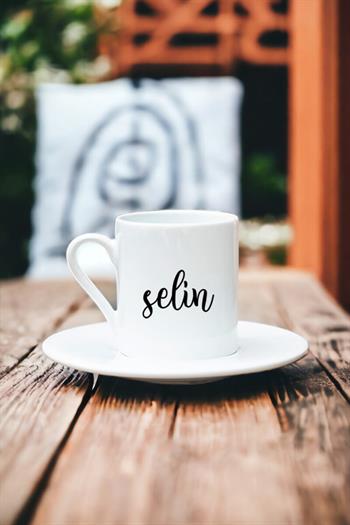 Kişiye Özel İsim Yazılı Beyaz Türk Kahvesi Fincanı