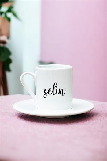 Kişiye Özel İsim Yazılı Beyaz Türk Kahvesi Fincanı
