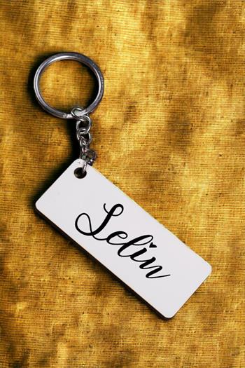 Kişiye Özel İsim Yazılı Dikdörtgen Anahtarlık