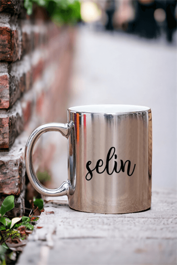 Kişiye Özel İsim Yazılı Gold - Silver Kupa Bardak