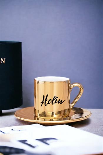 Kişiye Özel İsim Yazılı Gold - Silver Türk Kahvesi Fincanı