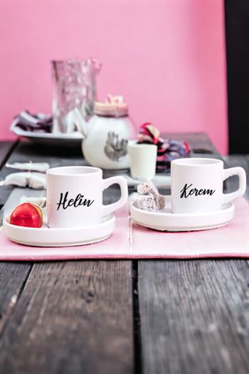 Kişiye Özel İsim Yazılı İkili Concept Türk Kahvesi Fincanı