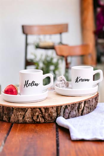 Kişiye Özel İsim Yazılı İkili Concept Türk Kahvesi Fincanı