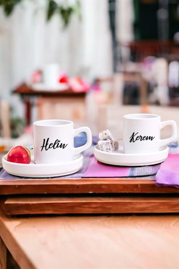 Kişiye Özel İsim Yazılı İkili Concept Türk Kahvesi Fincanı