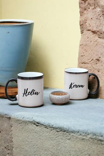 Kişiye Özel İsim Yazılı İkili Sihirli Kupa Bardak