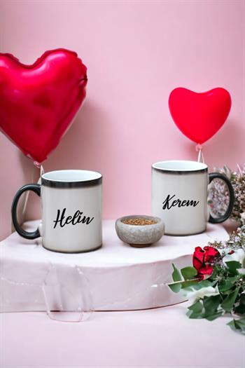 Kişiye Özel İsim Yazılı İkili Sihirli Kupa Bardak