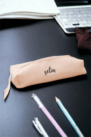 Kişiye Özel İsim Yazılı Keten Bez Kalemlik