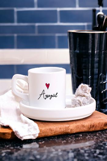 Kişiye Özel İsim Yazılı Minik Kalpli Concept Türk Kahvesi Fincanı