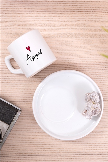 Kişiye Özel İsim Yazılı Minik Kalpli Concept Türk Kahvesi Fincanı