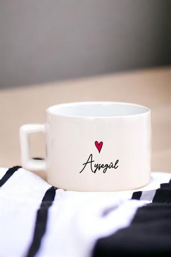 Kişiye Özel İsim Yazılı Minik Kalpli Fincan
