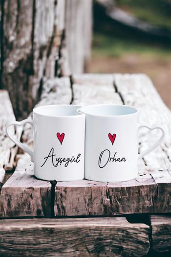 Sevgililere Özel Minik Kalp Tasarımlı İkili Sevgili Kupası