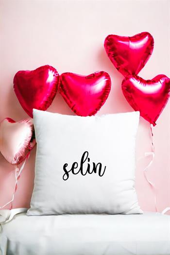 Kişiye Özel İsim Yazılı Saten Kare Yastık