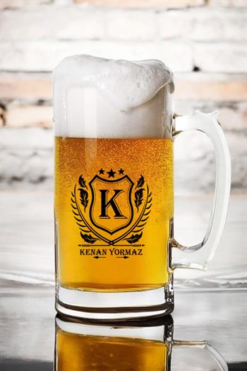 Kişiye Özel İsimli ve Armalı Cam Bira Bardağı