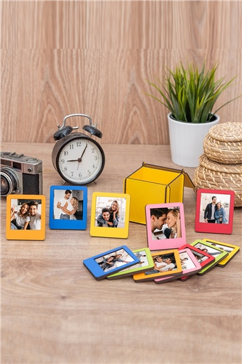 Kişiye Özel Kutulu Ahşap 12li Mini Polaroid Çerçeve