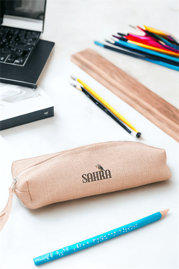 Kişiye Özel Minik Serçe İsim Yazılı Keten Bez Kalemlik