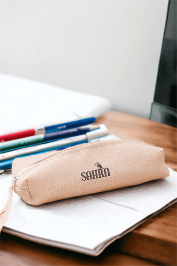 Kişiye Özel Minik Serçe İsim Yazılı Keten Bez Kalemlik