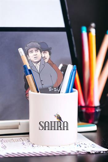 Kişiye Özel Minik Serçe İsim Yazılı Seramik Kalemlik