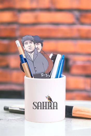 Kişiye Özel Minik Serçe İsim Yazılı Seramik Kalemlik