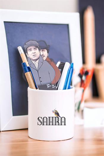 Kişiye Özel Minik Serçe İsim Yazılı Seramik Kalemlik