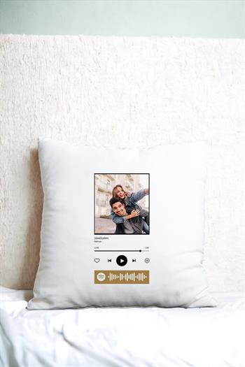 Kişiye Özel Spotify Tasarım Fotoğraflı Saten Kare Yastık