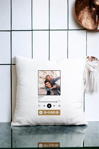 Kişiye Özel Spotify Tasarım Fotoğraflı Saten Kare Yastık